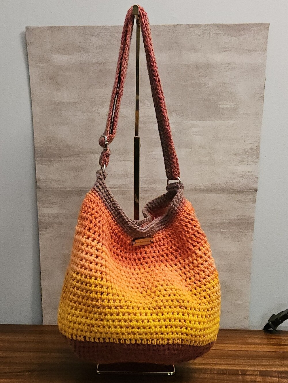 Handmade Gradient Crochet Shoulder Bag in Yellow and Orange